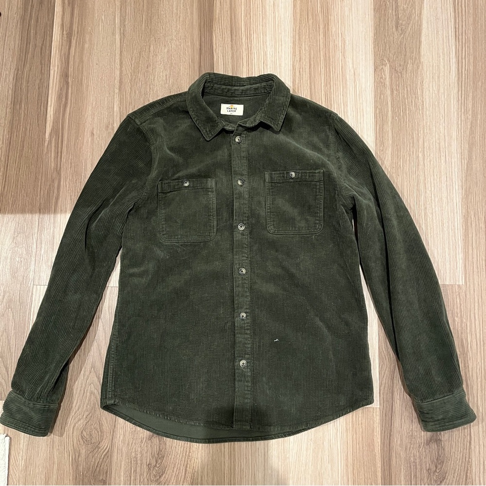 Marine Layer Corduroy Overshirt - Army Green